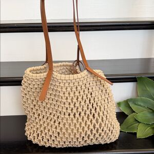 Talbots brand new crochet tote shoulder purse Throw and go Great gift w/ pouch